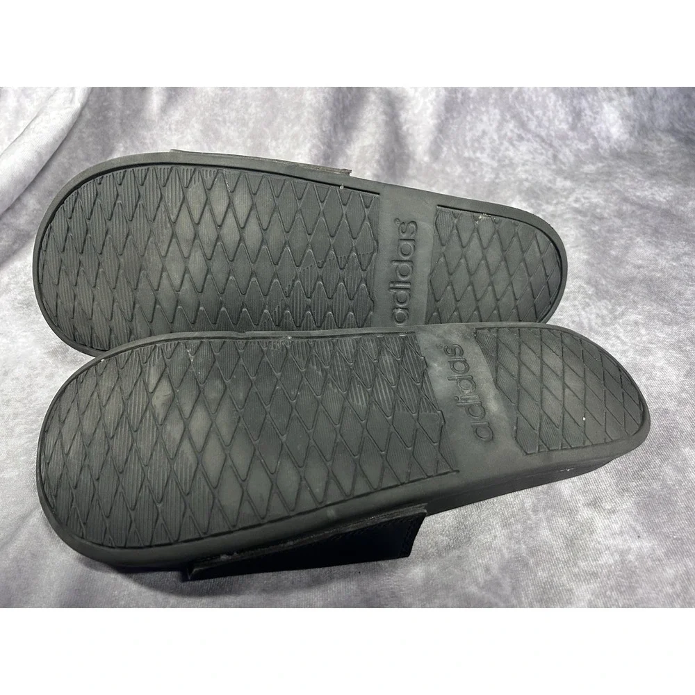 Adidas Mens Size 13 Black White Logo Slide Sandals Slip On Shower Shoes